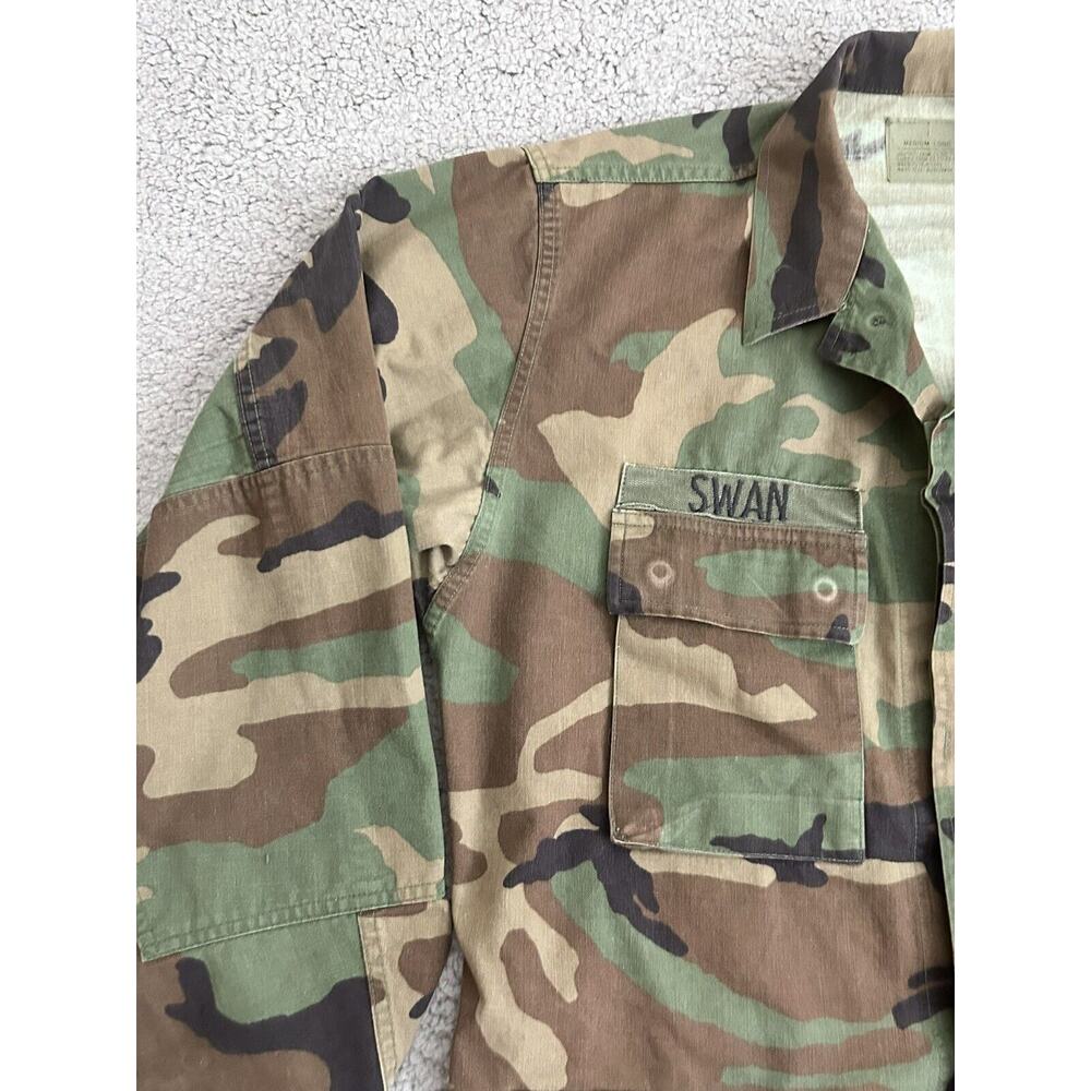 US Military Jacket Men Medium Coat Camo Woodland Hot Weather BDU Patches - Picture 4 of 14